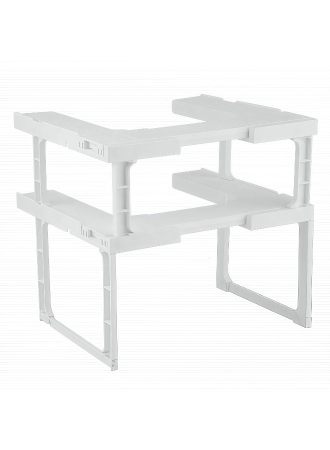 Bathroom Racks, Multifunctional Adjustable Kitchen Bathroom Racks Can be Stacked to Organize Storage Racks Seasoning Pot Shelf Accessories - Image 2