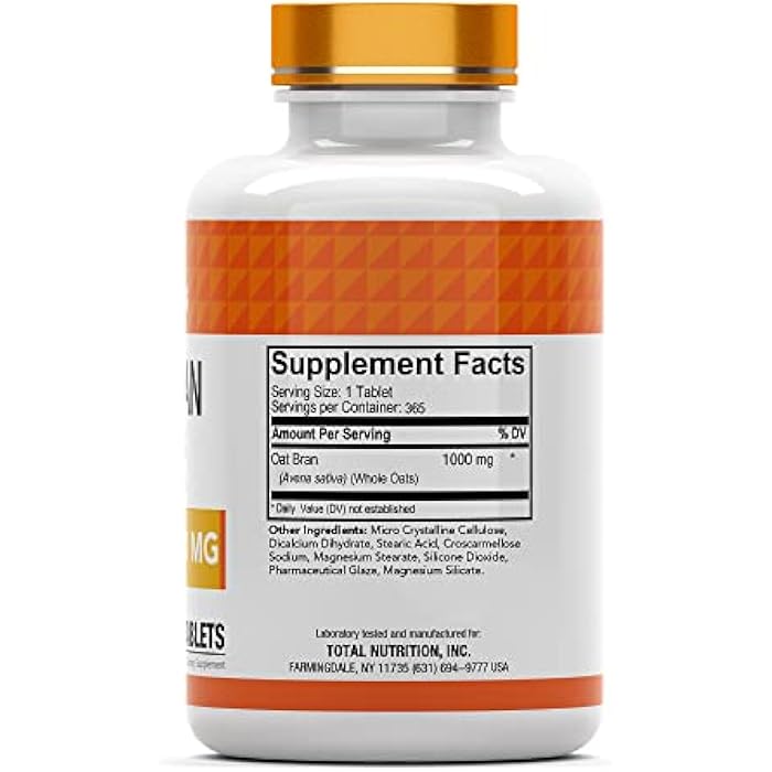 tnvitamins Oat Bran Tablets | 365 Tablets x 1,000 MG per Tablet | Oat Fiber Tablets | Soluble & Dietary Fiber Supplement | May Support Digestive Health - Image 2