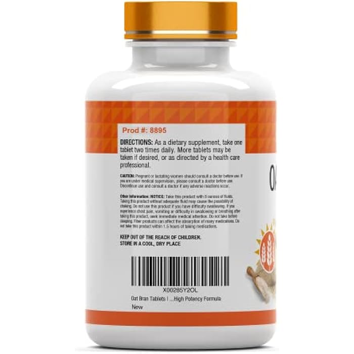 tnvitamins Oat Bran Tablets | 365 Tablets x 1,000 MG per Tablet | Oat Fiber Tablets | Soluble & Dietary Fiber Supplement | May Support Digestive Health - Image 3