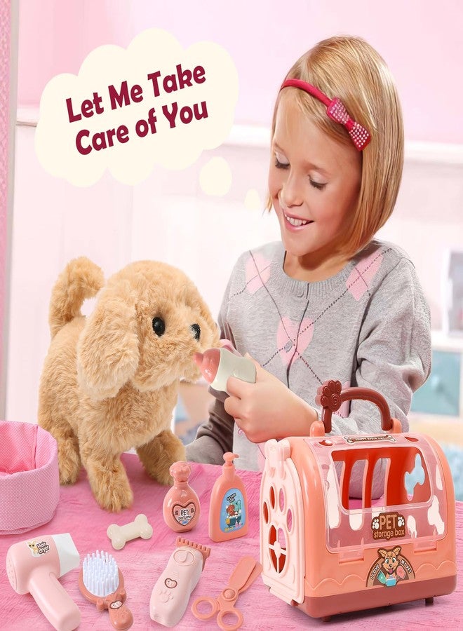 Golray Dog Toys for Kids Girls, Electronic Interactive Walking Barking Dog with 12 Pcs Carrier & Accessories Toddler Girl Toy Dog Puppy Pet Care Pretend Play Set, Birthday Gift for Little Girl 3 4 5 6 - Image 5