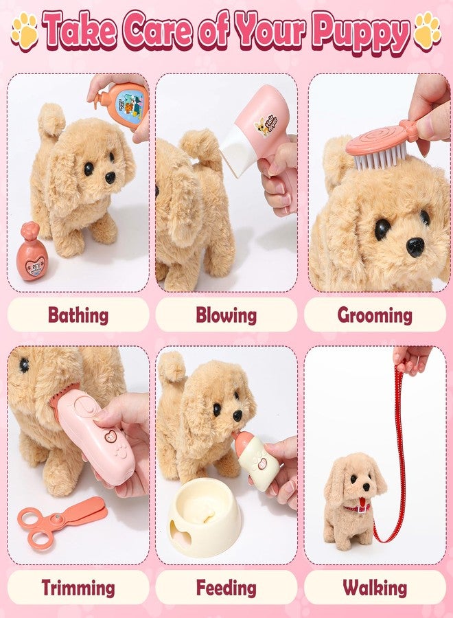 Golray Dog Toys for Kids Girls, Electronic Interactive Walking Barking Dog with 12 Pcs Carrier & Accessories Toddler Girl Toy Dog Puppy Pet Care Pretend Play Set, Birthday Gift for Little Girl 3 4 5 6 - Image 4