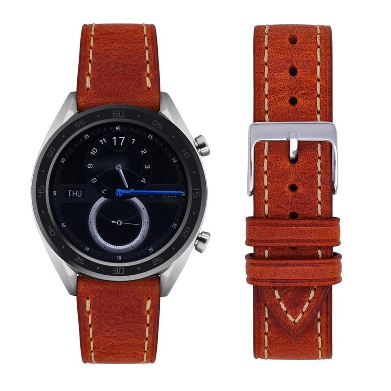Bluejw Universal Plain Oil Wax Leather Watch Strap Replacement for Apple Watch Series 10 9 8 7 6 5 4 3 2 and General Watches – Replace the Watch Strap Easily - Image 1