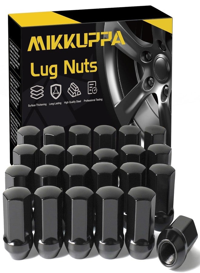 MIKKUPPA ميكوبّا 24 قطعة صواميل عجلات M14x1.5 - بديل لشيڤي سيلفرادو 1500 من 1999-2024، شيڤي سوبربان من 2012-2024، جي إم سي يوكون من 2000-2024، رام 1500 من 2012-2024، صواميل عجلات مغلقة سوداء 7/8" هكس، - Image 1