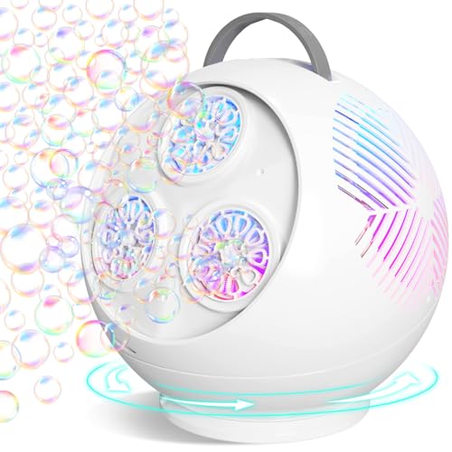 IFLOVE Bubble Machine for Kids 345360 Rotating Bubble Blower with RGB LED Light30000 Bubbles Per MinuteAutomatic Portable Bubble Maker for Boys GirlsOutdoor Party Easter Birthday Gift White - Image 1