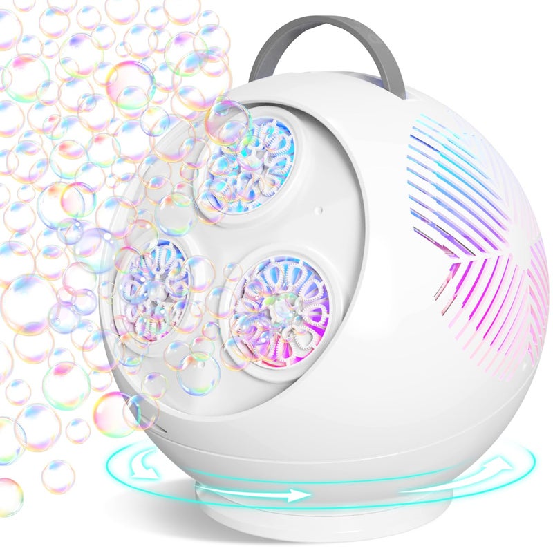 IFLOVE Bubble Machine for Kids 345360 Rotating Bubble Blower with RGB LED Light30000 Bubbles Per MinuteAutomatic Portable Bubble Maker for Boys GirlsOutdoor Party Easter Birthday Gift White - Image 2