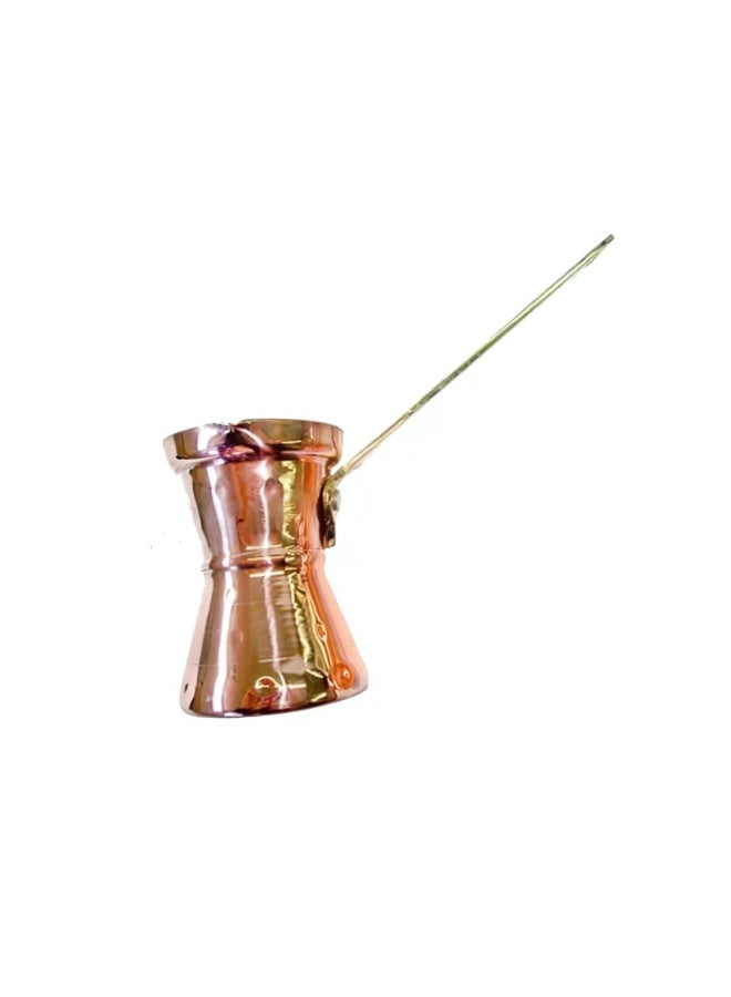 Johny Cezve Turkish Coffee Pot, Copper Ibrik with Handle, Traditional Stovetop Brew Maker, Medium Size – Authentic Greek Made for Turkish/Greek Coffee, Easy Pour Spout