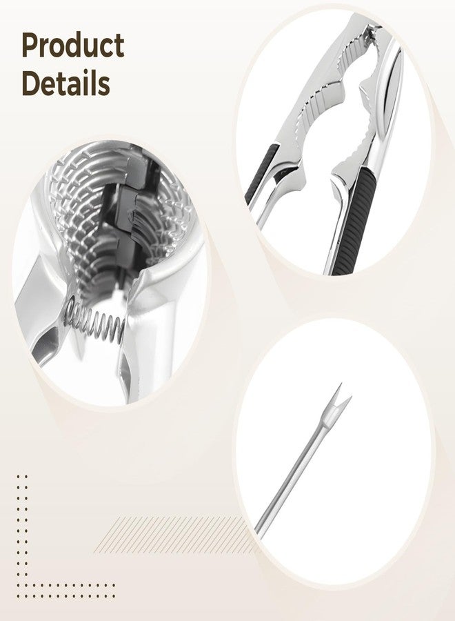 COSYOO 3 PCS Nut Crackers Tools Pecan Cracker, Heavy Duty Stainless Steel Nutcracker, Multi-Function Metal Nutcracker Walnut Cracking Tool with Non-Slip Handle, Includes Nut Pick - Image 3