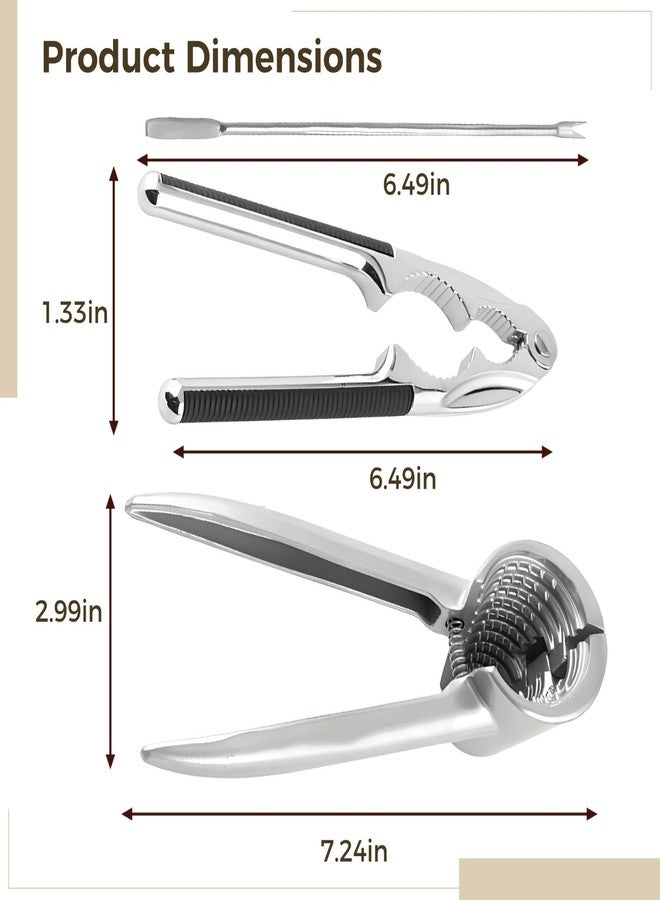 COSYOO 3 PCS Nut Crackers Tools Pecan Cracker, Heavy Duty Stainless Steel Nutcracker, Multi-Function Metal Nutcracker Walnut Cracking Tool with Non-Slip Handle, Includes Nut Pick - Image 4