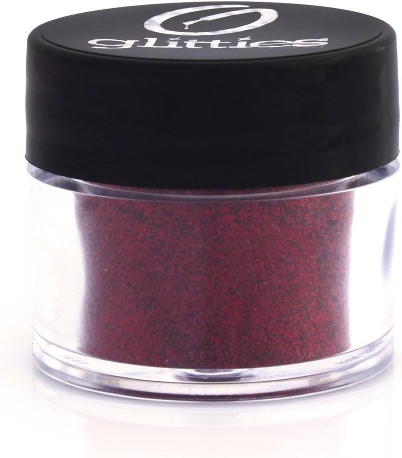 Glitties Crimson - Cosmetic Grade Extra Fine (.006") Loose Glitter Powder Safe for Skin! Perfect for Makeup, Body Tattoos, Face, Hair, Lips, Soap, Lotion, Nail Art - (10 Gram Jar)