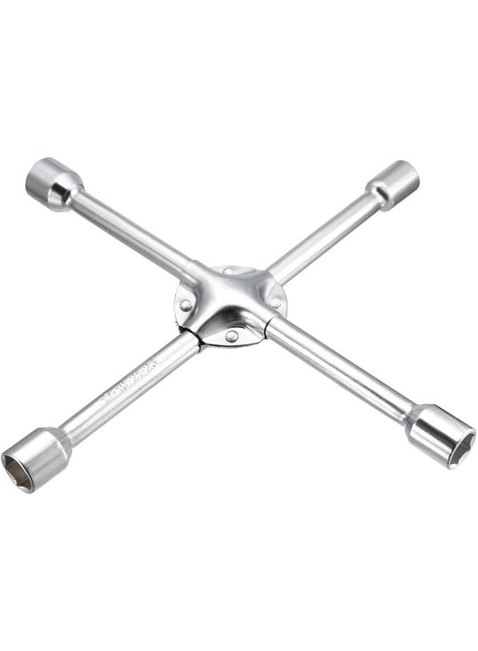 مفتاح عجل صليبة شامل - مقاس 14 بوصة من الصلب شديد التحمل - مزود بـ 4 مقاسات (17، 19، 21، 23 مم) لفك وتغيير إطارات السيارات في الطوارئ - Image 1