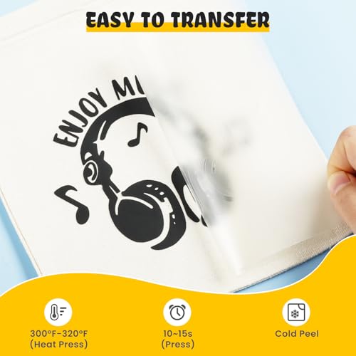 HTVRONT Black HTV Heat Transfer Vinyl Rolls - 12" x 20ft Black Iron on Vinyl for Shirts, Iron on for All Cutting Machines - Easy to Cut & Weed for Craft Heat Vinyl Design - Image 5