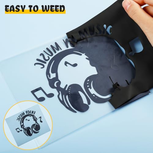 HTVRONT Black HTV Heat Transfer Vinyl Rolls - 12" x 20ft Black Iron on Vinyl for Shirts, Iron on for All Cutting Machines - Easy to Cut & Weed for Craft Heat Vinyl Design - Image 4