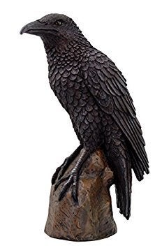 PTC Black Raven Bird on Stump Statue Cold Cast Resin Figurine - Image 4