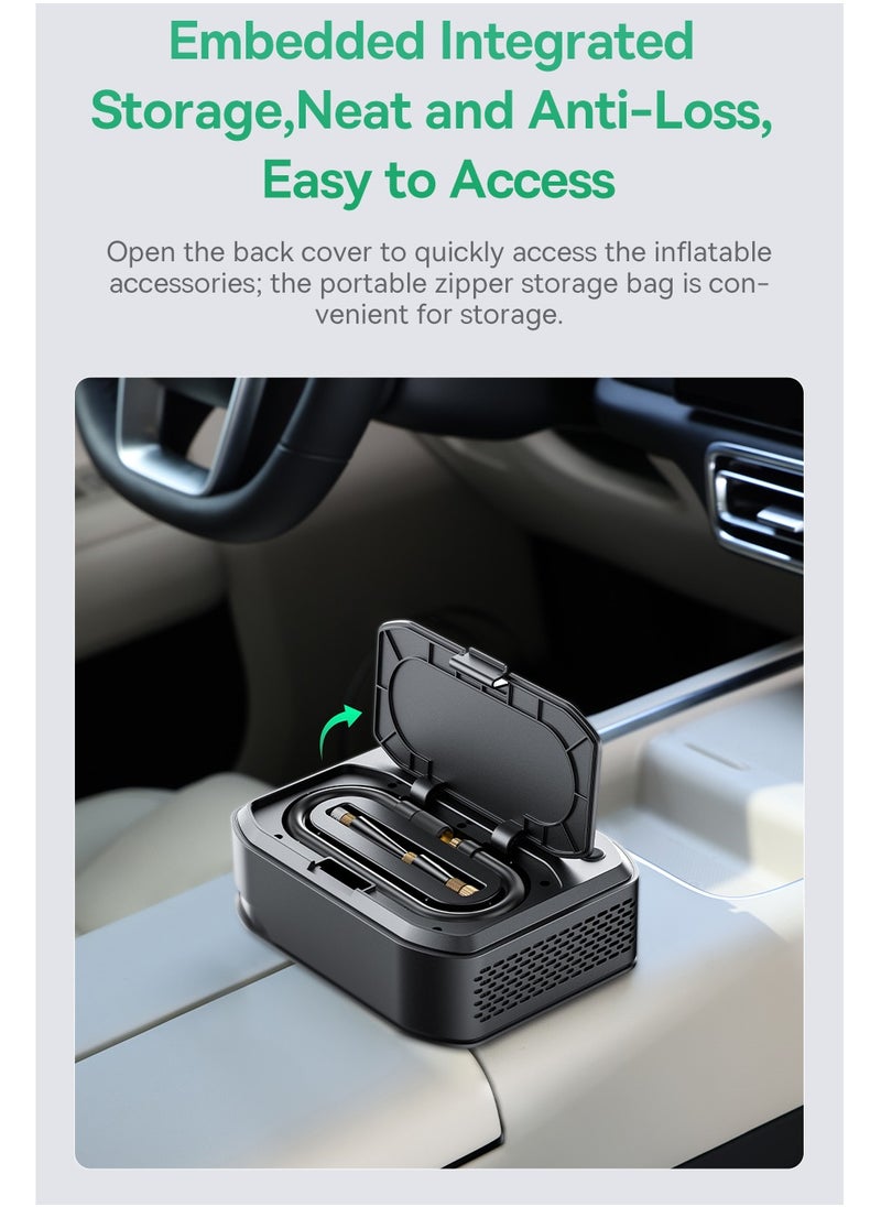 Baseus - 4 in 1 Portable Car Battery Jump Starter, 1200A Max Car Battery Booster and Charger, Tire Inflator (150 PSI Air Compressor), 2 Fast USB Charging Ports, LED Flashlight with SOS Signal, Smart Protection with 12 Features, LED Digital Display, Cold Resistant Lithium Battery, Fire Resistant Design, Compact for Cars, SUVs and Motorcycles - Image 1