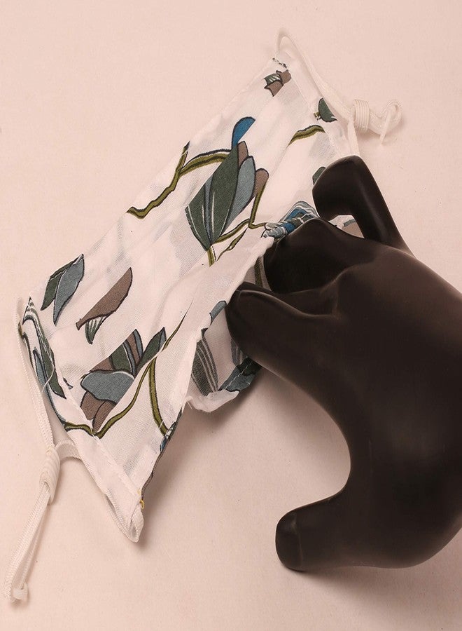 Touchstone Indian Heritage Fabric Adjustable filter pocket nose bridge 2 layer anti-pollution smog cold cough protective cotton face mask reusable washable for men, women (Pack of 3). Pink Blue White - Image 4