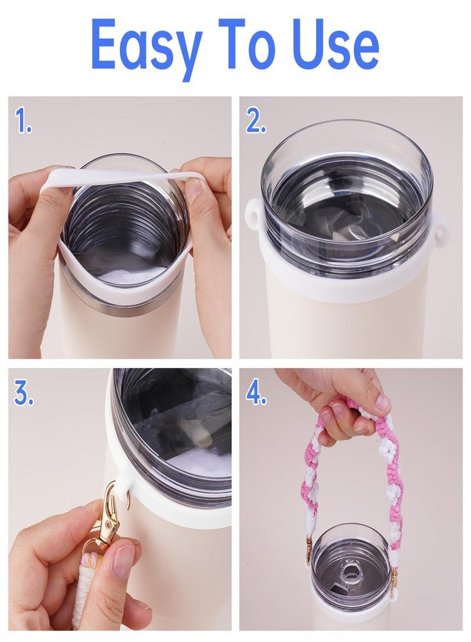 NiHome Accessory Kit for 14oz Stanley Tumbler, Includes Handwoven Handle Strap, Silicone Ring, Silicone Straw Cap and Silicone Boot for Everyday Use, Stylish Design with Enhanced Security (White) - Image 5