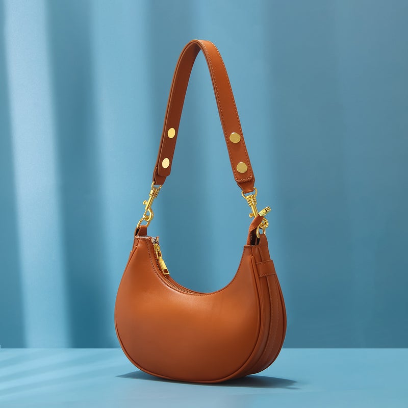 New French-Style Niche Design Underarm Bag, High-End Soft Leather Shoulder Baguette Bag, Spring Baguette Bag For Women - Image 2