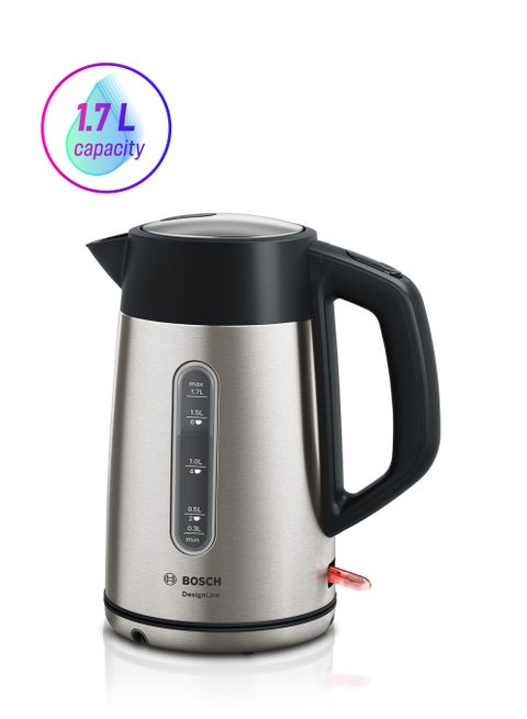Kettle DesignLine Triple safety feature Limescale filter Stainless Steel 1 Year Manufacturer Warranty 1.7 L 3000 W TWK4P440GB Stainless Steel