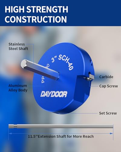 DAYDOOR 8-Piece PVC Pipe Reamer Kit with 1/2", 3/4", 1", 1-1/4", 1-1/2", 2", 3", 4" Heads, 4-Sided Carbide Aluminum Reamer Tool, Plumbing Tools for Schedule 40 PVC, CPVC or ABS - Image 4