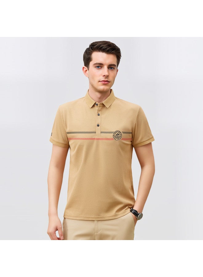 Tucano men's Classic Striped Collar Business Casual Breathable Short Sleeve Polo Shirt T-shirt - Image 5