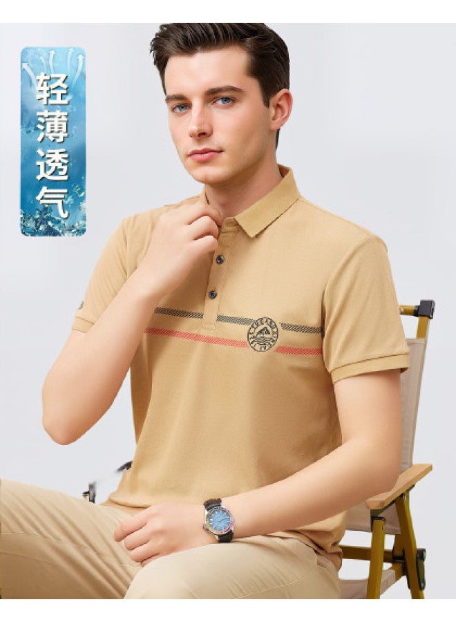 Tucano men's Classic Striped Collar Business Casual Breathable Short Sleeve Polo Shirt T-shirt - Image 1