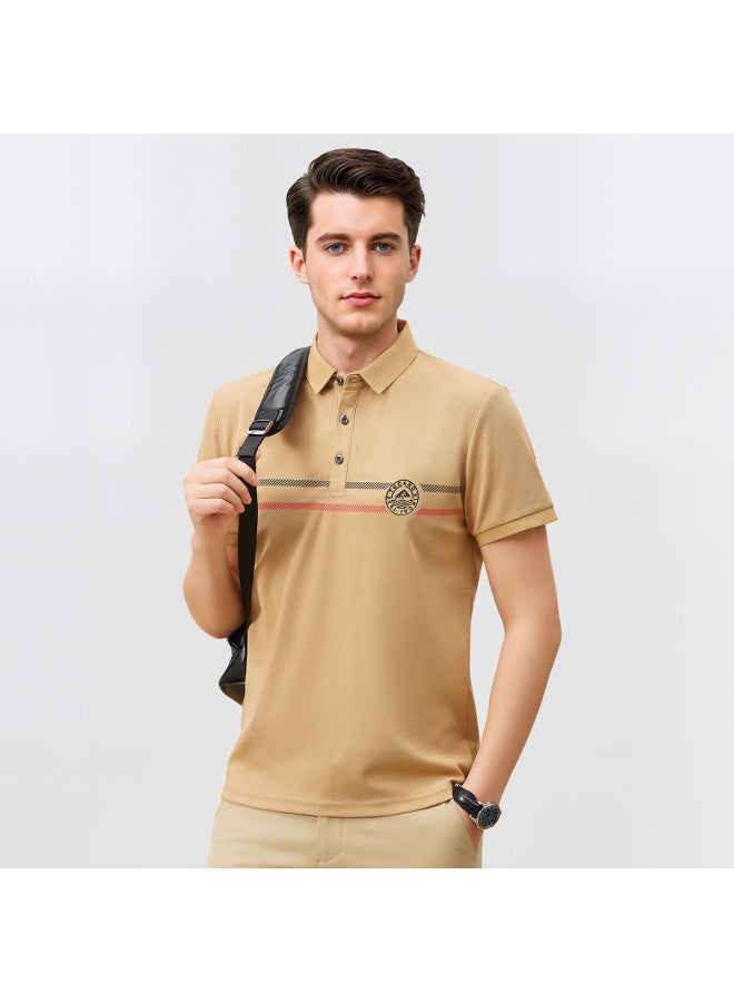 Tucano men's Classic Striped Collar Business Casual Breathable Short Sleeve Polo Shirt T-shirt - Image 4
