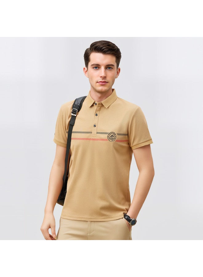 Tucano men's Classic Striped Collar Business Casual Breathable Short Sleeve Polo Shirt T-shirt - Image 3