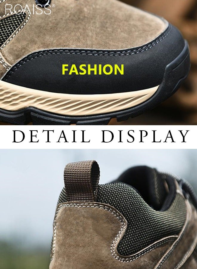 roaiss Fashionable And Versatile Outdoor Sports Shoes For Men, Outdoor Hiking And Mountaineering Contrasting Colors Adjustable Lace Design Thick-Soled Mountaineering Shoes Colorblock Sneakers  - Image 4