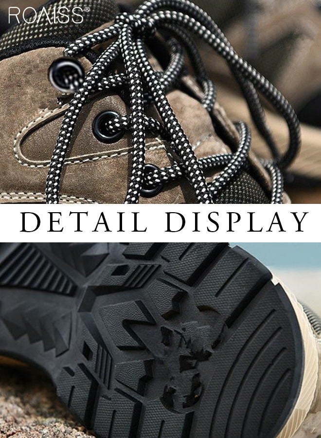 roaiss Fashionable And Versatile Outdoor Sports Shoes For Men, Outdoor Hiking And Mountaineering Contrasting Colors Adjustable Lace Design Thick-Soled Mountaineering Shoes Colorblock Sneakers  - Image 5