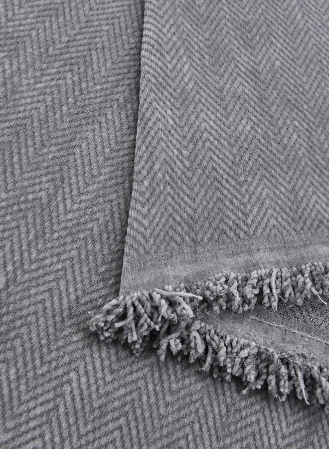 ايست من نون غطاء أريكة شنيلي، غطاء قابل للانزلاق، يناسب 1 و 2 مقعد، لون موحد، حجم 130x180 سم - رمادي - Image 5