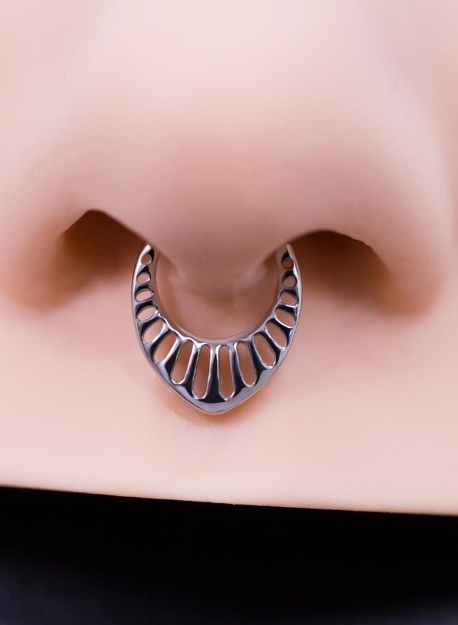 FANSING Hollowed-out Teardrop Septum Rings 16g Septum Jewelry 8mm Septum Hoop 16 Gauge Septum Clicker Surgical Steel Septum Piercing Rings - Image 4