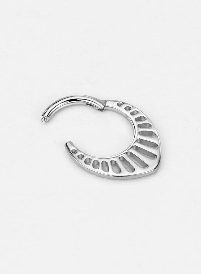 FANSING Hollowed-out Teardrop Septum Rings 16g Septum Jewelry 8mm Septum Hoop 16 Gauge Septum Clicker Surgical Steel Septum Piercing Rings - Image 2
