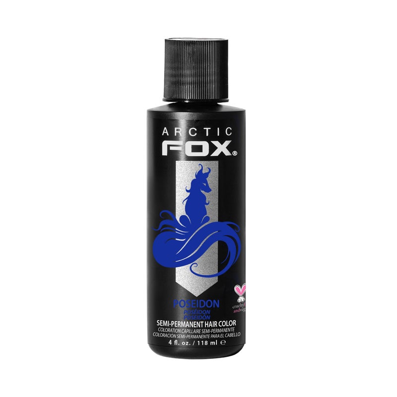 Arctic Fox Semi-Permanent Hair Dye, Vegan & Cruelty-Free, Ammonia-Free, Conditioning Color Cream for All Hair Types, Long Lasting, Poseidon Blue, 4 Fl Oz - Image 1