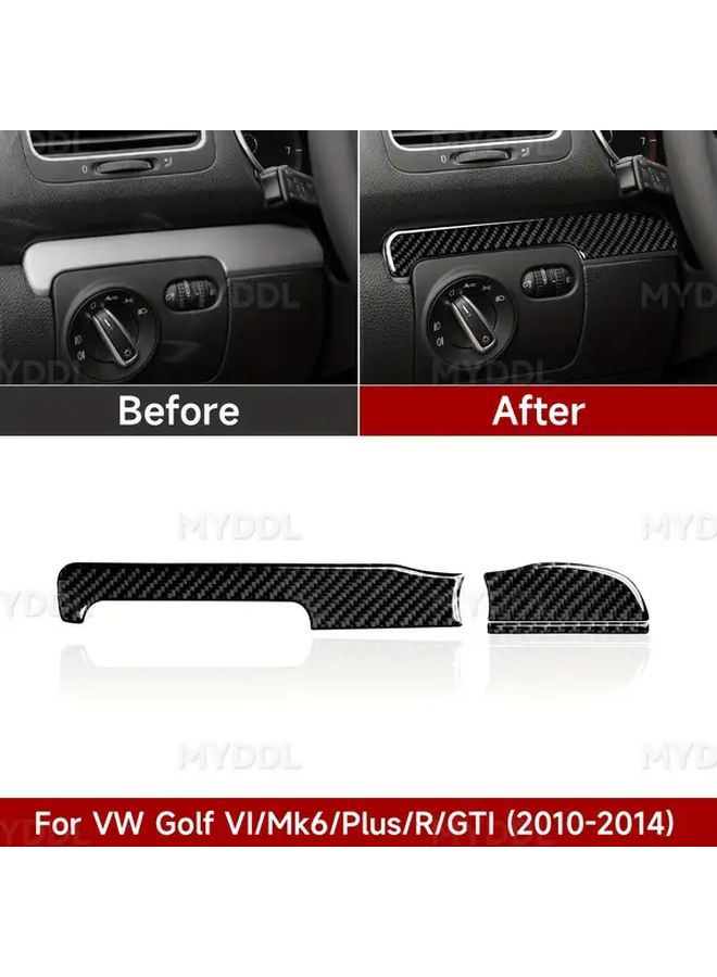 Carbon Fiber Trim Stickers Left Right Dashboard Decals Black for VW Golf VI Mk6 Plus R GTI 2010 2014 - Image 1