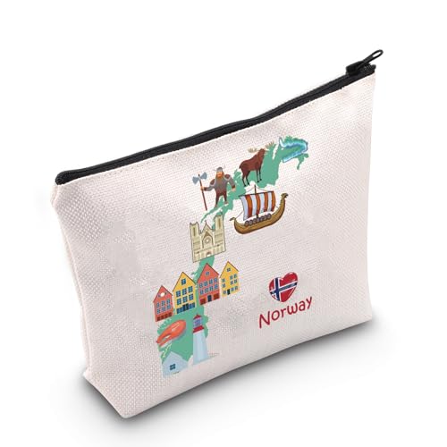 MEIKIUP Norwegian Gift Norwegian Landmark Norway Viking Travel Zipper Bag Northern Europe Travel Souvenir Gift Norway bag - Image 1