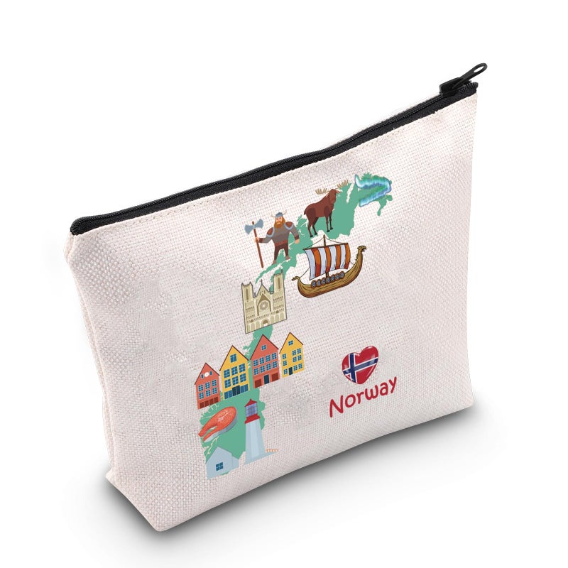MEIKIUP Norwegian Gift Norwegian Landmark Norway Viking Travel Zipper Bag Northern Europe Travel Souvenir Gift Norway bag - Image 2