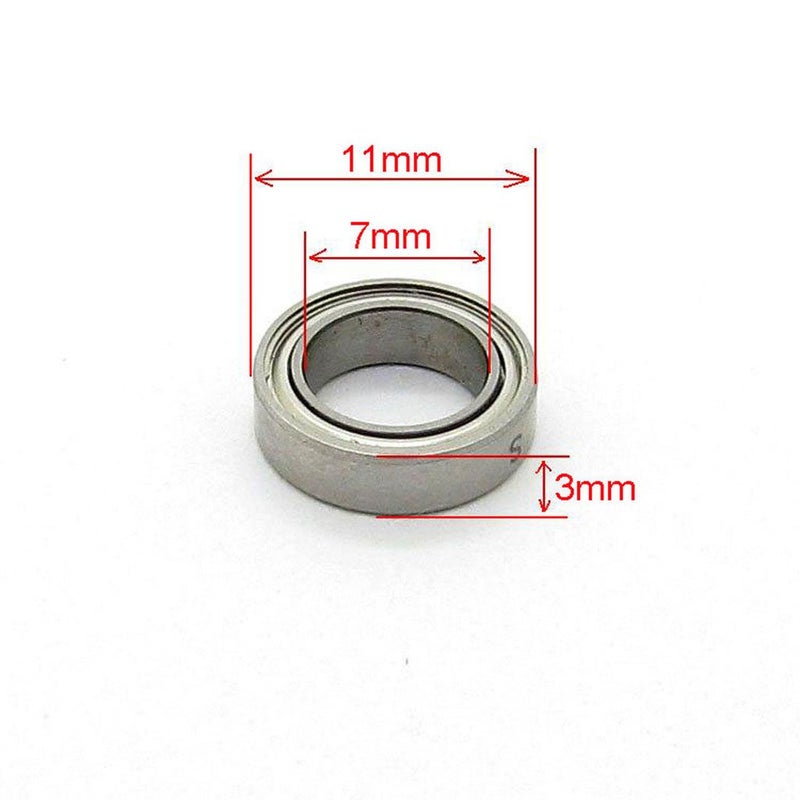NewZoll 7x11x3 mm Deep Groove Ball Bearing Model Skateboard Bearings Kit MR117ZZ L1170ZZ 677ZZ 10 PCS Skateboard Bearings - Image 3