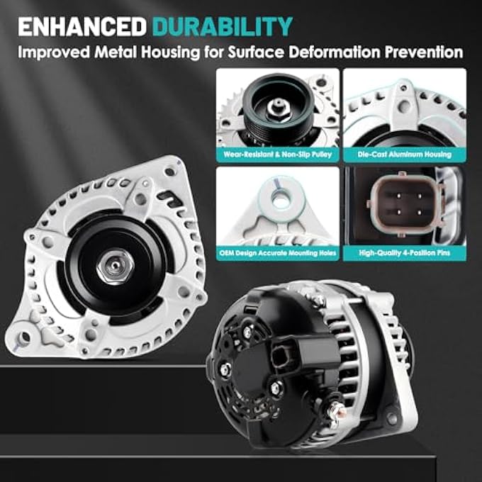 Farrme 11392 Car Alternator Fit for Honda Accord 2008-2012, for Honda Accord Crosstour 2010 3.5L V6 Automotive Replacement Alternators 31100-R70-A01, 104210-5910 Alternator 130A 6-Groove Pulley - Image 4