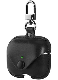 Genuine Leather Case Compatible With Airpods Pro Case Protective Cover For Airpods Pro Wireless Charging Case Headphones Earpods Soft Leather Cover With Keychain Hook Black