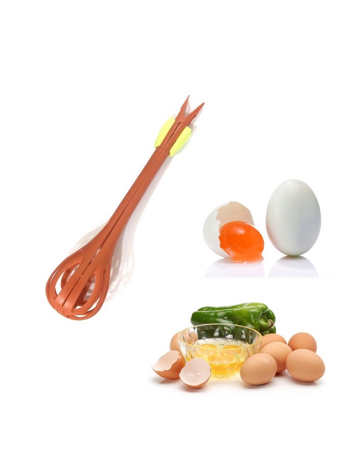 Setaria Viridis Multifunction Egg Whisks,2 in 1 Food Clip & Egg Whisk Nylon Egg Beater Noodle Clamp Salad Bread Clips Cream Mixer for Cooking BBQ Blending Beating Stirring (Red) - Image 1