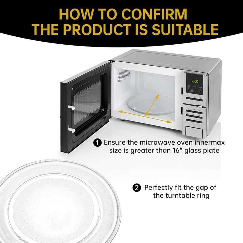 Rotaglass 16" Microwave Glass Turntable Plate, 16" / 40.6cm Microwave Tray Replacement Glass Plate, Glass Tray Replacement for LG, GE, Magic Chef, Hotpoint, Panasonic, Kenmore, etc - Image 4