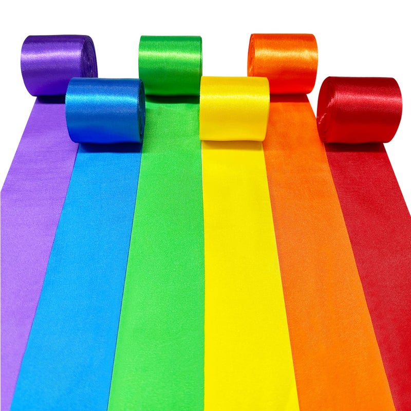 Rainbow Satin Ribbon 656Yd  197 Wide Colorful Ribbon for Gifts Wrapping DIY Craft Fringe Hanging Party Streamer Garland Backdrop Birthday Fiesta Carnival Wedding Baby shower Decorations Supplies