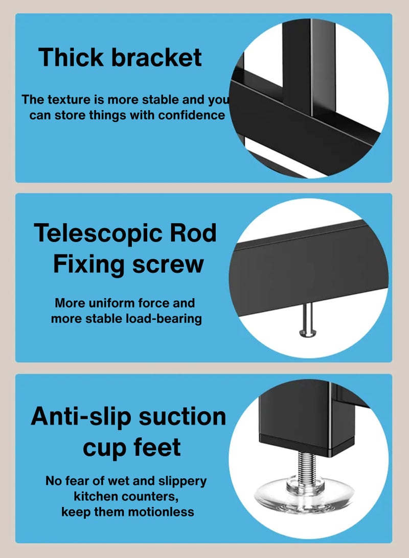 Toshionics حامل تجفيف الأطباق المزدوج الطبقة 2 طبقة فوق الحوض قابل للتعديل في الطول والارتفاع - Image 4
