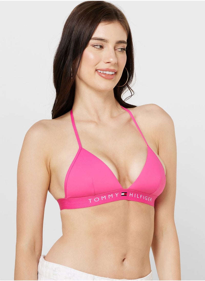 TOMMY HILFIGER - Logo Band Plunge Neck Bra - Image 1