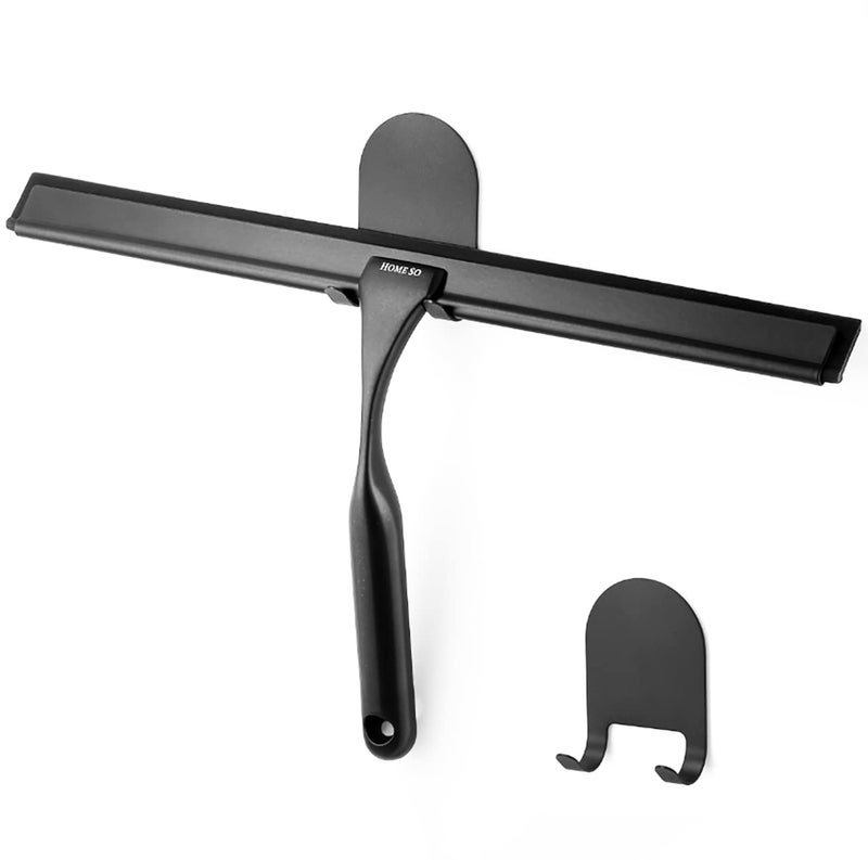 HOME SO Shower Squeegee in Matte Black; Effective Rubber Blade Squeegee for Windows, Glass Shower Doors, Car Windshield, Mirrors, Tile Walls, Kitchen Surfaces and More (Black, 12 inch) - Image 1