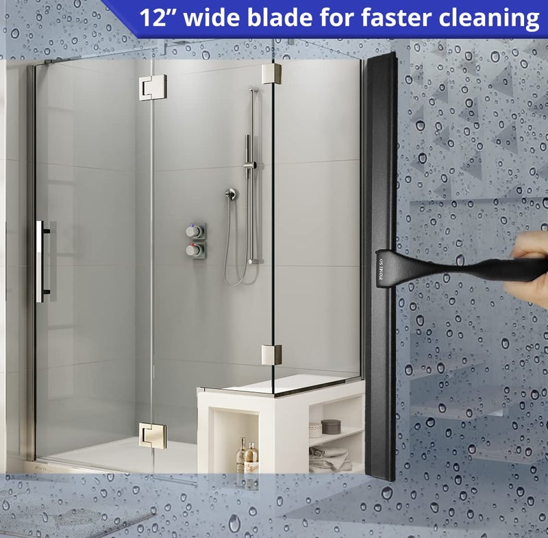 HOME SO Shower Squeegee in Matte Black; Effective Rubber Blade Squeegee for Windows, Glass Shower Doors, Car Windshield, Mirrors, Tile Walls, Kitchen Surfaces and More (Black, 12 inch) - Image 2