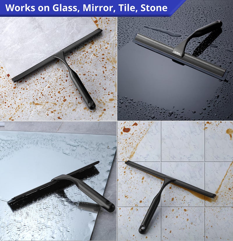 HOME SO Shower Squeegee in Matte Black; Effective Rubber Blade Squeegee for Windows, Glass Shower Doors, Car Windshield, Mirrors, Tile Walls, Kitchen Surfaces and More (Black, 12 inch) - Image 4