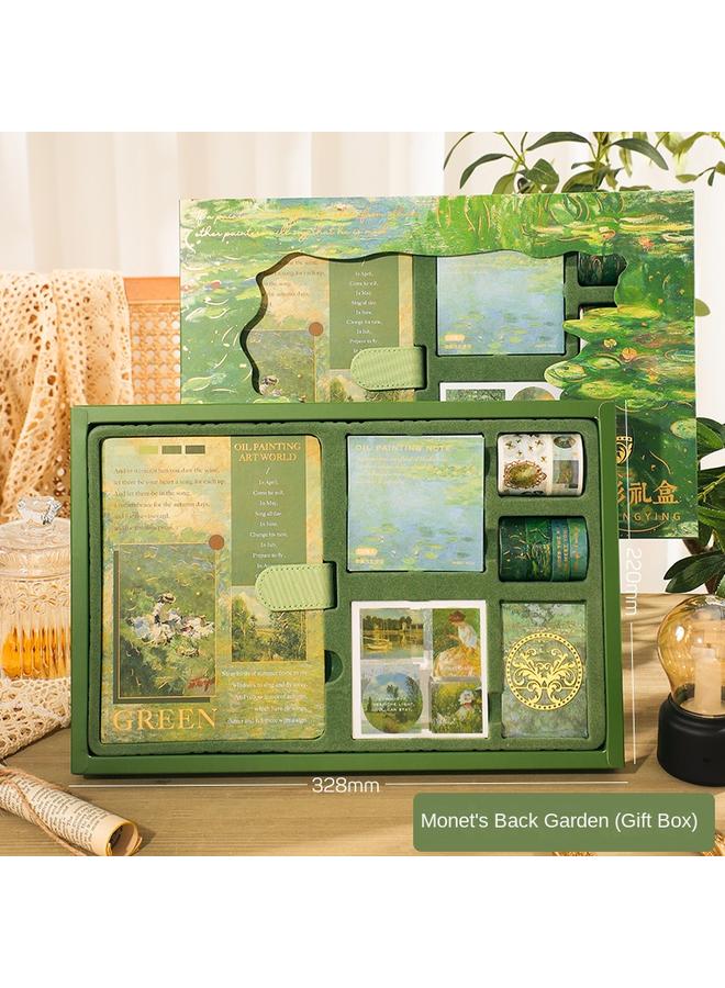 Bluejw Vintage Oil Painting Notebook Suit Gift Box High Color Value Hand Account Book Girl's Diarybook Primary School Student Hand Meihua - Image 1