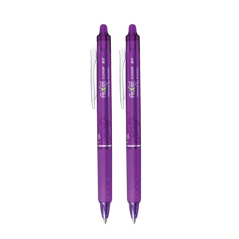 Frixion Clicker Roller ball pen - 0.7mm Tip - Pack of 2 - Violet ink
