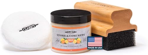 CLARKS Natural Stone Wax Kit Set to Restore Soapstone Slate and Concrete Countertops includes Finishing Wax 6oz Applicator Sponge and Buffing Pad Enriched with Natural Lemon and Orange Extract